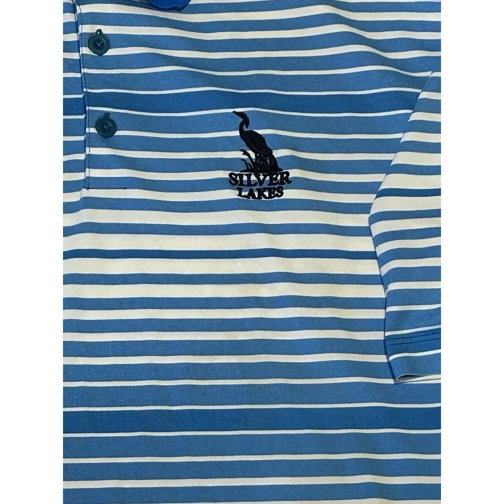 Nike Golf Polo Shirt Mens XL Blue Striped Robert Trent Jones Silver Lakes AL